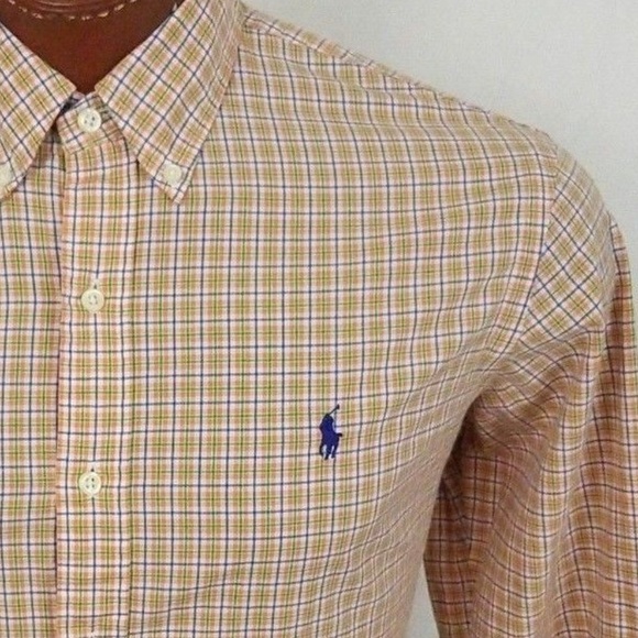 Polo Ralph Lauren Men's Orange Plaid L/S Casual L - Picture 2 of 7